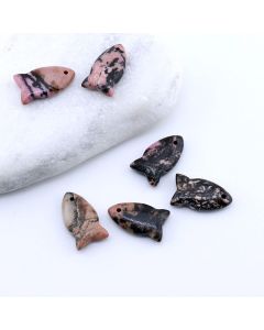 Privezak prirodni kamen Rodonit -Fish 12*22 mm ...25KP29-06