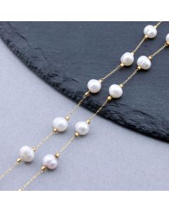 304 Stainless Steel Lanac 2x0.8x0.1mm, biser : 5x6 mm...SSL-H100-01G-5m