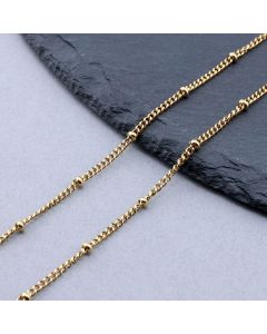 304 Stainless Steel Lanac 2x1mm, Perla 2.5-3mm Gold...SSL-H007-11G-10m