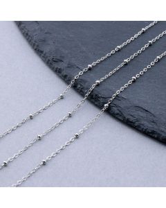 304 Stainless Steel Lanac 1.5x1mm, perla 2mm...SSL-L017-12C-10m