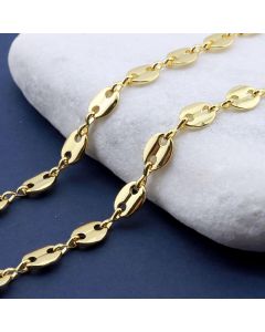 Mesing Coffe Bead Lanac 18K Pozlata,7x5.5x1.5mm, Alka: 1x3mm...MLP-P0006-03G-5m