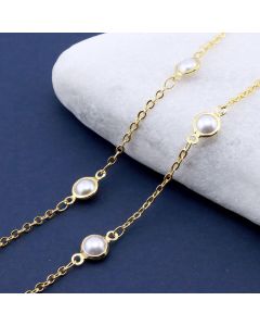 Mesing Handmade Lanac 18K Pozlata 2x1.5x0.3mm, Perla 3.7x2.5x0.4mm...MLP-K009-18G-10m