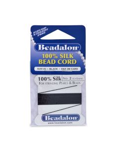 100% Svila za nizanje perli, Veličina 02 ( 0,45mm), dužina 2 mettra + igla, Boja Crna ( BE102U-100 )