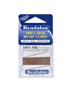 100% Svila za nizanje perli, Veličina 04 ( 0,6 mm), dužina 2 mettra + igla, Boja Bež ( BE104R-100)