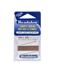 100% Svila za nizanje perli, Veličina 02 ( 0,45mm), dužina 2 mettra + igla, Boja Bež ( BE102R-100 )