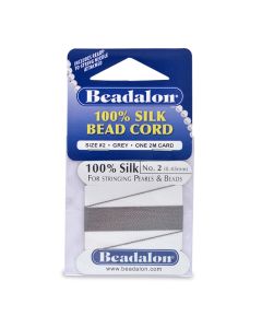 100% Svila za nizanje perli, Veličina 02 ( 0,45mm), dužina 2 mettra + igla, Boja Siva    ( BE102T-100 )