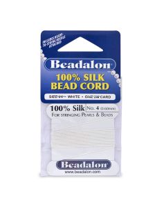 100% Svila za nizanje perli, Veličina 04 ( 0,6 mm), dužina 2 mettra + igla, Boja Bela ( BE104A-100)
