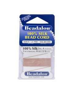 100% Svila za nizanje perli, Veličina 04 ( 0,6 mm), dužina 2 mettra + igla, Boja Svetlo Pink    ( BE104B-100)