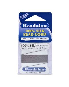 100% Svila za nizanje perli, Veličina 04 ( 0,6 mm), dužina 2 mettra + igla, Boja Siva    ( BE104T-100)