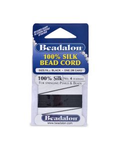 100% Svila za nizanje perli, Veličina 04 ( 0,6 mm), dužina 2 mettra + igla, Boja Crna    ( BE104U-100)