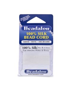 100% Svila za nizanje perli, Veličina 06 ( 0,7 mm), dužina 2 mettra + igla, Boja Bela ( BE106A-100)