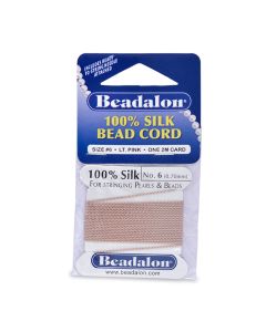 100% Svila za nizanje perli, Veličina 06 ( 0,7 mm), dužina 2 mettra + igla, Boja Svetlo Pink    ( BE106B-100)
