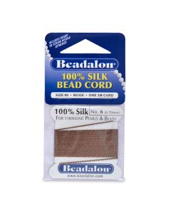 100% Svila za nizanje perli, Veličina 06 ( 0,7 mm), dužina 2 mettra + igla, Boja Bež ( BE106R-100)