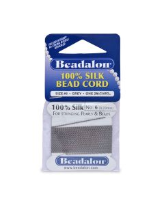 100% Svila za nizanje perli, Veličina 06 ( 0,7 mm), dužina 2 mettra + igla, Boja Siva ( BE106T-100)