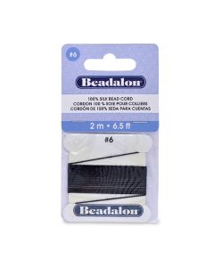 100% Svila za nizanje perli, Veličina 06 ( 0,7 mm), dužina 2 mettra + igla, Boja Crna    ( BE106U-100)