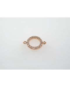 Konektor pozlata Rose gold sa Cubic cirkonima, 17 x 12 x 2 mm, ( CZ-RG108)
