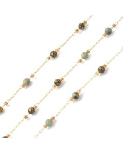 304 Stainless steel link lanac sa perlama od prirodnog kamena, 2~3x0.7~3x0.2~3mm (P01611G)