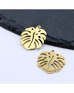 Stainless Steel Privezak Tropical List,Gold...N090-JN823-1G