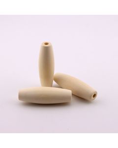 Drvene ukrasne perle. Dimenzije 45x15 mm, rupa oko 3 mm. Natur drvo bez laka i boje. ( 23DP03A )