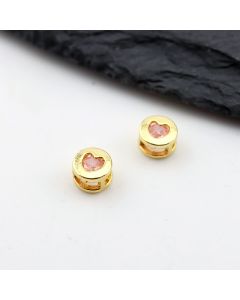 Perla ukrasna sa CZ cirkonima  6x4x1,5mm, rupe oko 3x1 mm- Pozlata 18k (  23MK53G )