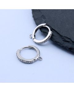 Osnova za minđuše Huggie Hoop 16x15x2 mm, Rodijum...P-T063-013-NF