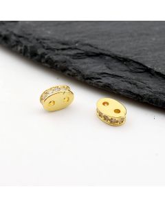 Perla ukrasna za dva niza sa CZ cirkonima 8x5x1,2mm, rupe oko 1 mm- Pozlata 18k ( 23MK56G )