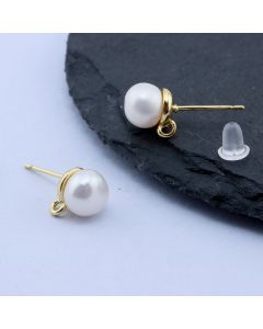 Osnova za minđuše +Sl biser 10x7 mm, 18k Pozlata...P-B059-33G