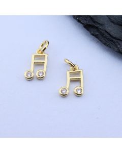 Privezak Nota+CZ Cirkoni 8x6 mm, 18k Pozlata...P-L070-65G
