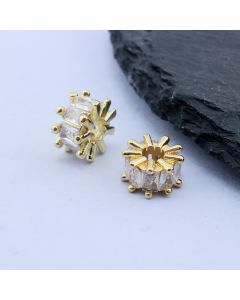 Perla+CZ Cirkoni 8.5x4.5 mm, 18k Pozlata...P-U014-04G