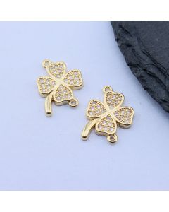 Konektor Detelina+CZ Cirkoni 15.5x15 mm,18k Pozlata...P-E118-13G