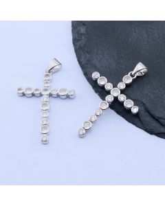 Privezak Krst 30x21mm, Rodijum...P-332121