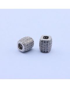 Perla+CZ Cirkoni 7x6.5 mm,Rodijum...P-332109P