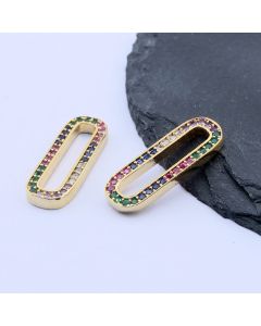 Ukrasni link+CZ Cirkoni 23x8 mm,18k Pozlata...P-332108