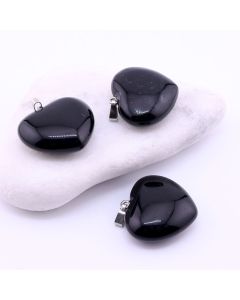 Privezak prirodni kamen Crni Ahat - Srce 25x28mm   ( 25KP01B )