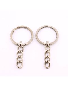 Dupla alka za priveske za ključeve  32x2,5 mm, lanac oko 11x8mm-boja inoxa   ( 3950885921 )