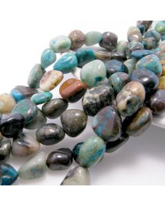 Prirodni poludragi kamen Hrizokola, perle nuget polirane, Dimenzjia oko 10x9mm. Niz sadrži od 38-40 perli ( KPHRIZNUG )