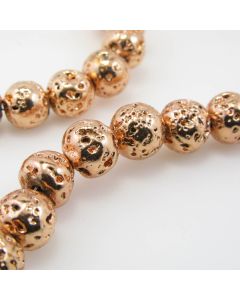 Electroplate Vulkanska lava perle 8mm, boja rose gold  ( KPLAV129)