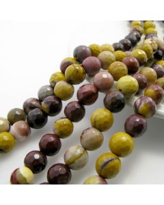 Prirodni Mokait fasetiran, Dimenzjia 6 mm. Cena je data za niz od oko 65 perli. ( KPMOK6F )