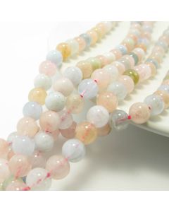 Prirodni poludragi kamen Morganit 6mm- Cena je data za niz od oko 65 perli ( KPMORG6 )