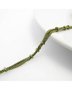 Metalni mesing lanac- boja antik bronze  3 lanca 2x1 mm spojeni perlama 4mm  ( L3-18AM)