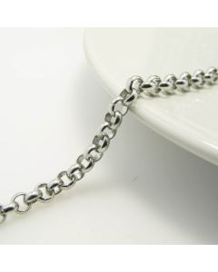 Metalni rolo lanac- boja inoxa ; alka precnika 4 mm, Cena je data za 1 metar ( L1414)