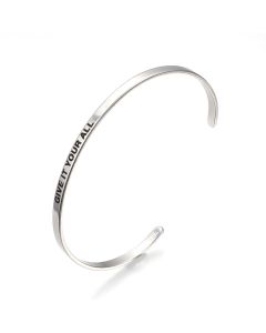Osnova za narukvice GIVE IT YOUR ALL  ,  304 nerdjajućeg čelika, oko 70 mm  ( NČ-NAR102)