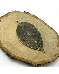 Privezak od prirodnog lista, dimenzije oko 5x8 cm- boja antik bronze ( PRIVLAM5 )