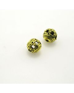 Metalna perla 10 mm, rupa oko 2mm- boja antik zlatna , pakovanje 4 komada ( R151AZ10 )