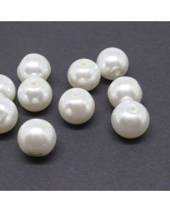 Staklene biserne perle 10 mm, Rupa: 1 mm- boja bela ( 1007005 )