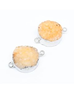 Konektor od poludragog kamena Druzy Ahat sa obodom od mesinga,  30x20x12 mm   ( 11350031 )