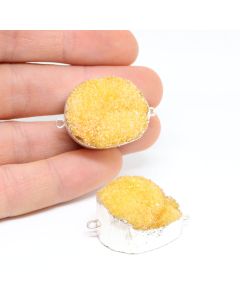 Konektor od poludragog kamena Druzy Ahat sa obodom od mesinga,  40x26x12 mm    ( 11350034 )