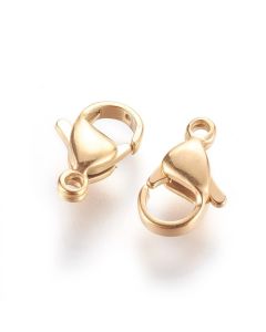 304 Stainless Steel kopča lobster 13 x 8 mm- boja zlata ( 2021002 )