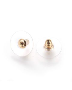 Sigurnosni držač za Minđuše, plastika i nerdjajući čelik 304 12x6mm, otvor 0,8mm- boja zlata ( 2040012 )