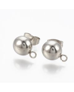 304 Stainless Steel Udica za viseće Minđuše  - 9x6mm, alka 1,5mm, igla 0,8mm   ( 204008 )